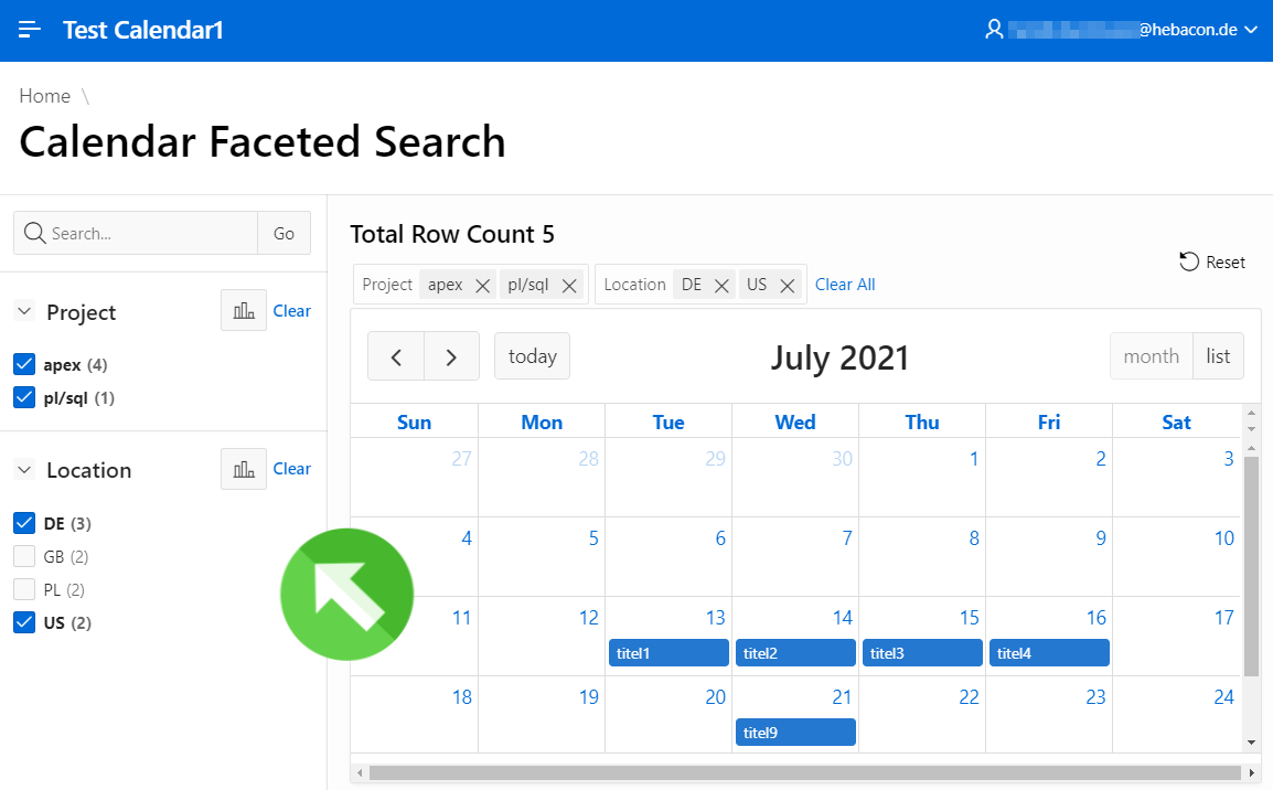 Faceted Search Integration for Calendar